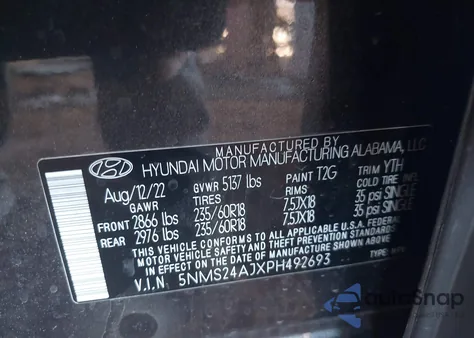 2023 Hyundai Santa Fe Sel z USA, uszkodzony, nr VIN 5NMS24AJXPH492693
